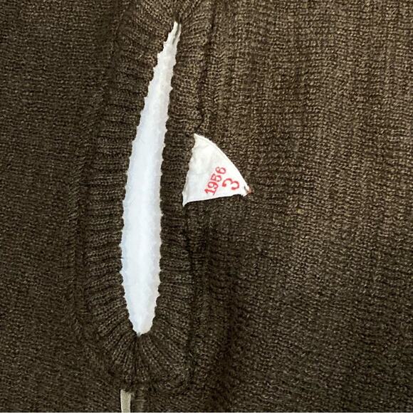 MARC LE BIHAN Cardigan Sweater OS FRANCE Wool Raw-Hem Plaid-Sailor-Collar CutOut - Picture 10 of 13